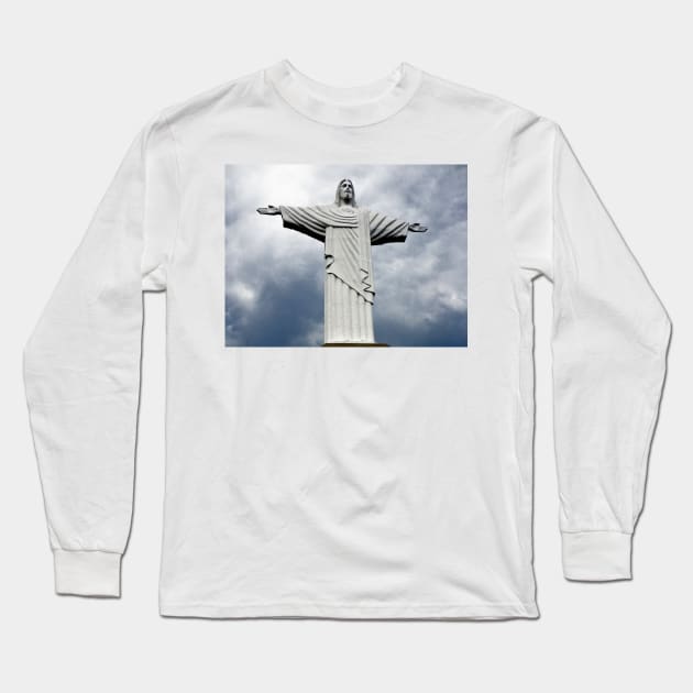 Jesus Christ with open arms. Long Sleeve T-Shirt by Marccelus